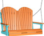 LuxCraft LuxCraft Tangerine Adirondack 4ft. Recycled Plastic Porch Swing Tangerine on Aruba Blue / Adirondack Porch Swing Porch Swing 4APSTAB