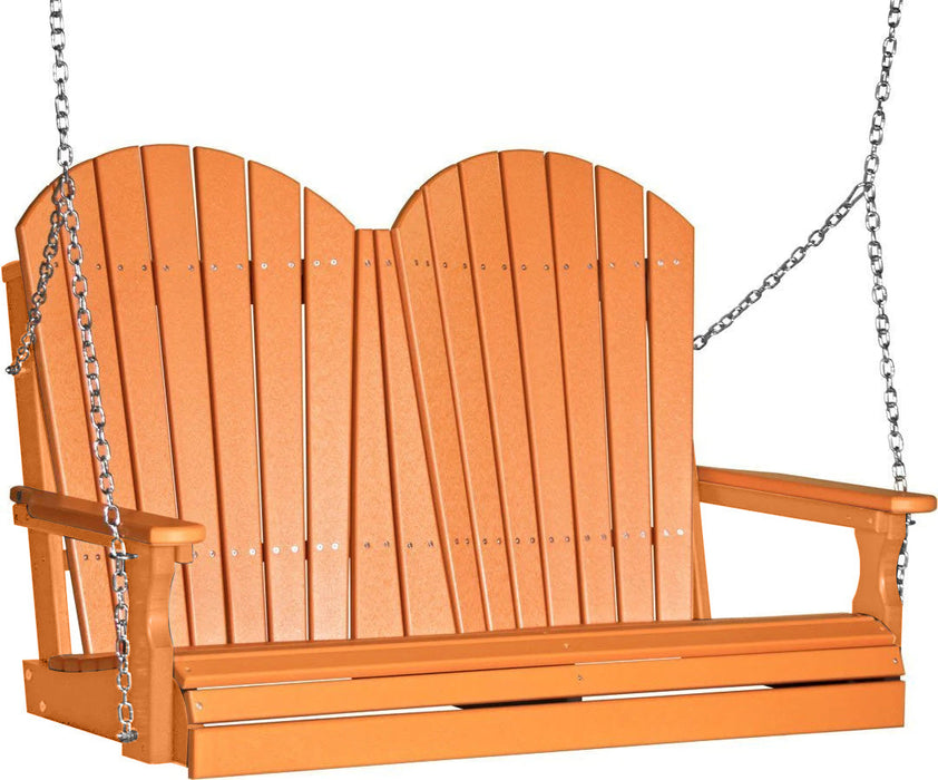 LuxCraft LuxCraft Tangerine Adirondack 4ft. Recycled Plastic Porch Swing With Cup Holder Tangerine / Adirondack Porch Swing Porch Swing 4APST-CH