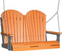 LuxCraft LuxCraft Tangerine Adirondack 4ft. Recycled Plastic Porch Swing With Cup Holder Tangerine on Slate / Adirondack Porch Swing Porch Swing 4APSTS-CH
