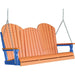 LuxCraft LuxCraft Tangerine Adirondack 5ft. Recycled Plastic Porch Swing Tangerine on Blue / Adirondack Porch Swing Porch Swing 5APSTBL