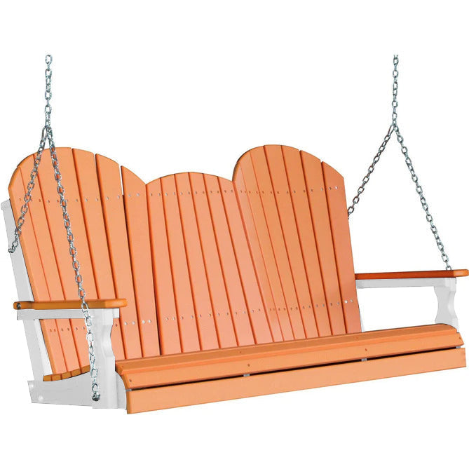 LuxCraft LuxCraft Tangerine Adirondack 5ft. Recycled Plastic Porch Swing With Cup Holder Porch Swing