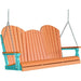 LuxCraft LuxCraft Tangerine Adirondack 5ft. Recycled Plastic Porch Swing With Cup Holder Tangerine on Aruba Blue / Adirondack Porch Swing Porch Swing