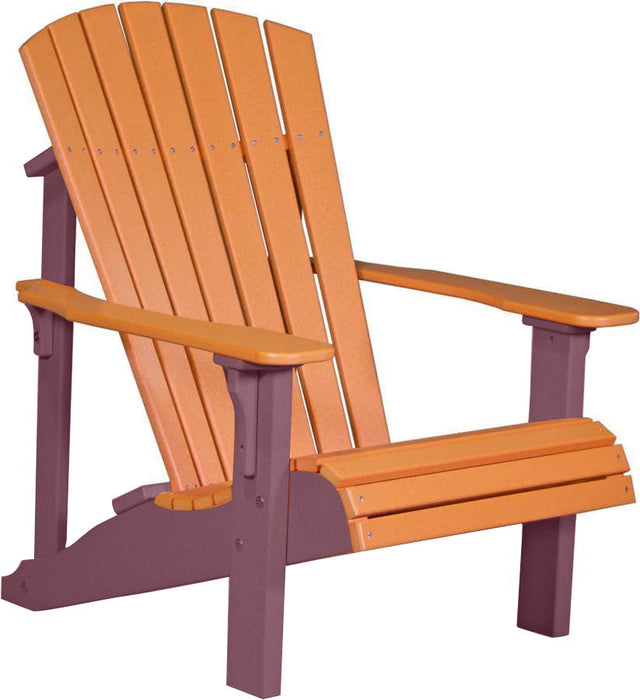 LuxCraft LuxCraft Tangerine Deluxe Recycled Plastic Adirondack Chair With Cup Holder Tangerine on Cherrywood Adirondack Deck Chair PDACTCW-CH