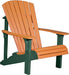 LuxCraft LuxCraft Tangerine Deluxe Recycled Plastic Adirondack Chair With Cup Holder Tangerine on Green Adirondack Deck Chair PDACTG-CH
