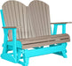 LuxCraft LuxCraft Weatherwood 4 ft. Recycled Plastic Adirondack Outdoor Glider With Cup Holder Weatherwood on Aruba Blue Adirondack Glider 4APGWWAB-CH