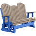 LuxCraft LuxCraft Weatherwood 5 ft. Recycled Plastic Adirondack Outdoor Glider With Cup Holder Weatherwood on Blue Adirondack Glider 5APGWWBL-CH