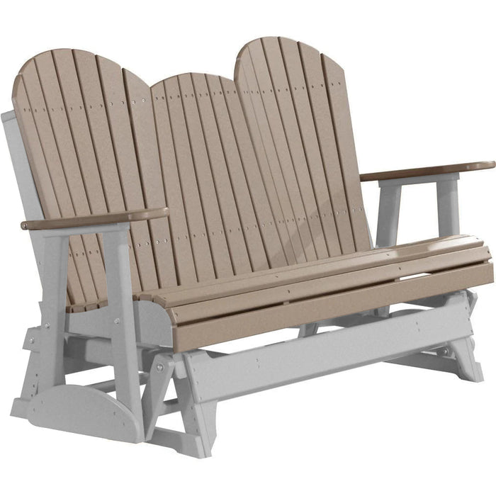 LuxCraft LuxCraft Weatherwood 5 ft. Recycled Plastic Adirondack Outdoor Glider With Cup Holder Weatherwood on Dove Gray Adirondack Glider 5APGWWDG-CH
