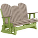 LuxCraft LuxCraft Weatherwood 5 ft. Recycled Plastic Adirondack Outdoor Glider With Cup Holder Weatherwood on Lime Green Adirondack Glider 5APGWWLG-CH