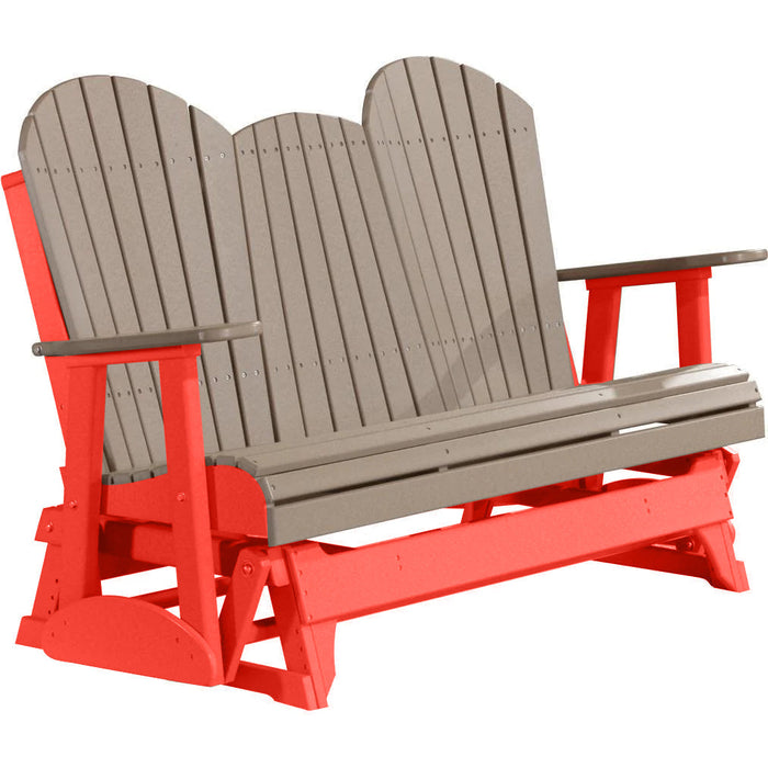 LuxCraft LuxCraft Weatherwood 5 ft. Recycled Plastic Adirondack Outdoor Glider With Cup Holder Weatherwood on Red Adirondack Glider 5APGWWR-CH
