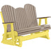 LuxCraft LuxCraft Weatherwood 5 ft. Recycled Plastic Adirondack Outdoor Glider With Cup Holder Weatherwood on Yellow Adirondack Glider 5APGWWY-CH