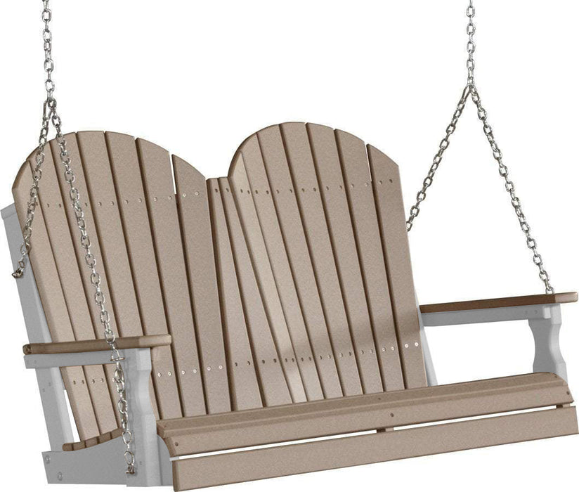 LuxCraft LuxCraft Weatherwood Adirondack 4ft. Recycled Plastic Porch Swing Weatherwood on Dove Gray / Adirondack Porch Swing Porch Swing 4APSWWDG