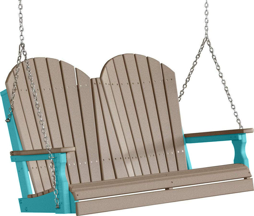 LuxCraft LuxCraft Weatherwood Adirondack 4ft. Recycled Plastic Porch Swing With Cup Holder Porch Swing