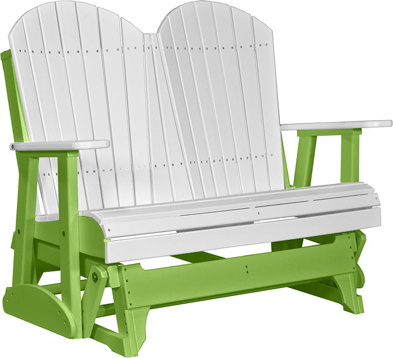 LuxCraft LuxCraft White 4 ft. Recycled Plastic Adirondack Outdoor Glider White on Lime Green Adirondack Glider 4APGWLG