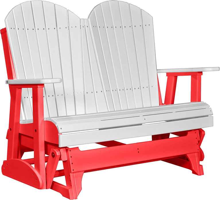 LuxCraft LuxCraft White 4 ft. Recycled Plastic Adirondack Outdoor Glider White on Red Adirondack Glider 4APGWR