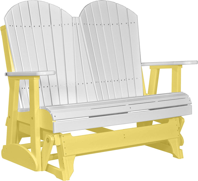 LuxCraft LuxCraft White 4 ft. Recycled Plastic Adirondack Outdoor Glider White on Yellow Adirondack Glider 4APGWY