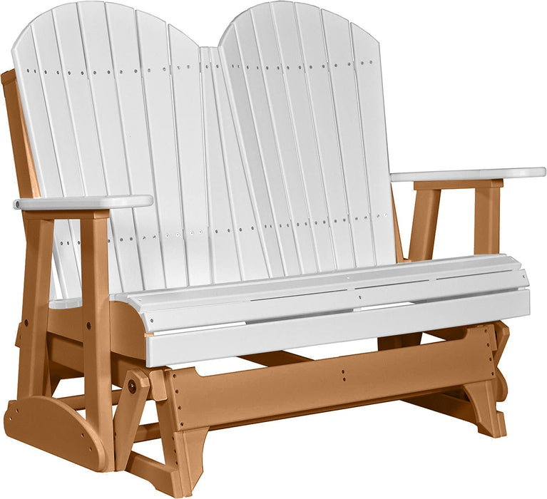LuxCraft LuxCraft White 4 ft. Recycled Plastic Adirondack Outdoor Glider With Cup Holder White on Cedar Adirondack Glider 4APGWC-CH
