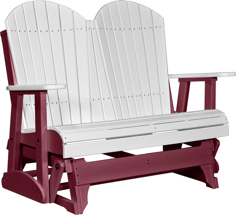 LuxCraft LuxCraft White 4 ft. Recycled Plastic Adirondack Outdoor Glider With Cup Holder White on Cherrywood Adirondack Glider 4APGWCW-CH