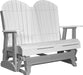 LuxCraft LuxCraft White 4 ft. Recycled Plastic Adirondack Outdoor Glider With Cup Holder White on Gray Adirondack Glider 4APGWGR-CH