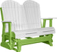 LuxCraft LuxCraft White 4 ft. Recycled Plastic Adirondack Outdoor Glider With Cup Holder White on Lime Green Adirondack Glider 4APGWLG-CH
