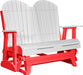 LuxCraft LuxCraft White 4 ft. Recycled Plastic Adirondack Outdoor Glider With Cup Holder White on Red Adirondack Glider 4APGWR-CH