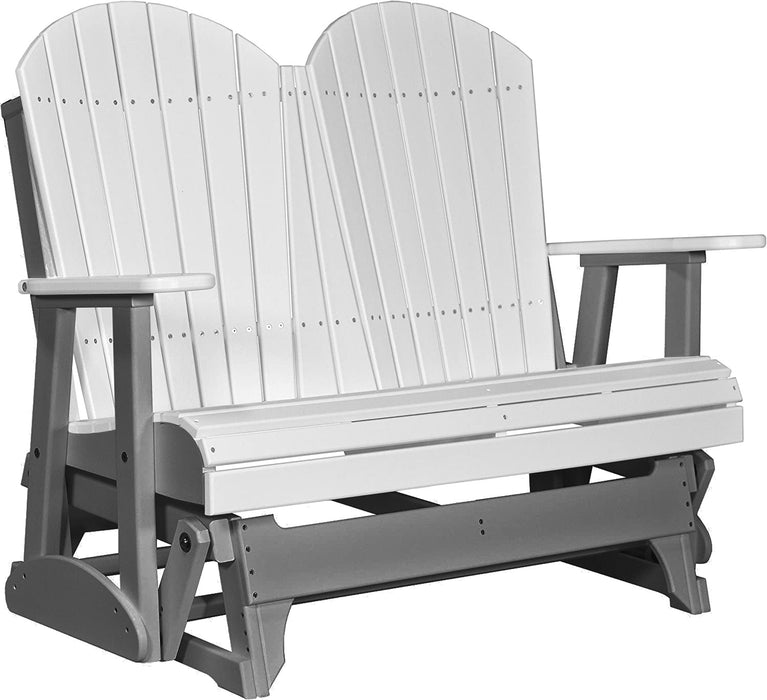 LuxCraft LuxCraft White 4 ft. Recycled Plastic Adirondack Outdoor Glider With Cup Holder White on Slate Adirondack Glider 4APGWS-CH