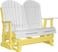 LuxCraft LuxCraft White 4 ft. Recycled Plastic Adirondack Outdoor Glider With Cup Holder White on Yellow Adirondack Glider 4APGWY-CH