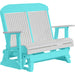 LuxCraft LuxCraft White 4 ft. Recycled Plastic Highback Outdoor Glider Bench White on Aruba Blue Highback Glider 4CPGWAB