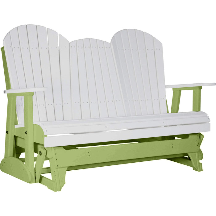 LuxCraft LuxCraft White 5 ft. Recycled Plastic Adirondack Outdoor Glider White on Lime Green Adirondack Glider 5APGWLG