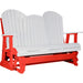 LuxCraft LuxCraft White 5 ft. Recycled Plastic Adirondack Outdoor Glider White on Red Adirondack Glider 5APGWR