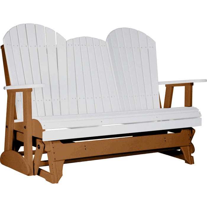 LuxCraft LuxCraft White 5 ft. Recycled Plastic Adirondack Outdoor Glider With Cup Holder White on Antique Mahogany Adirondack Glider 5APGWAM-CH