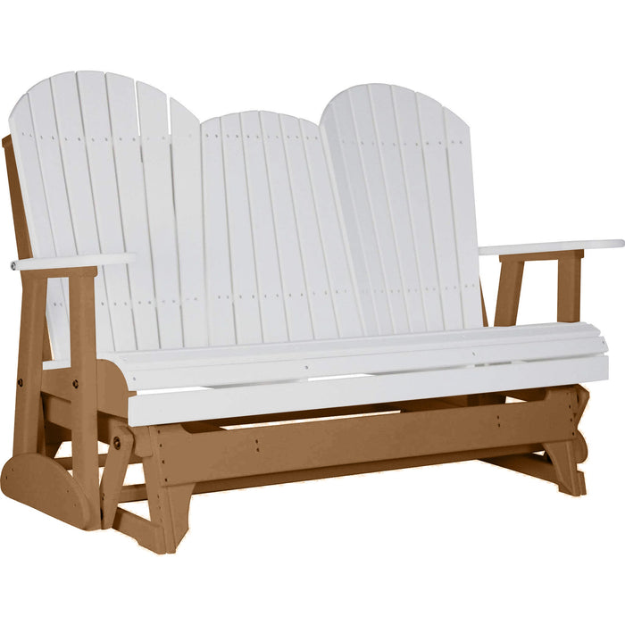 LuxCraft LuxCraft White 5 ft. Recycled Plastic Adirondack Outdoor Glider With Cup Holder White on Cedar Adirondack Glider 5APGWC-CH