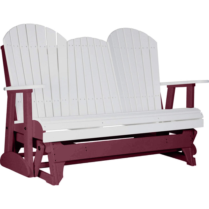 LuxCraft LuxCraft White 5 ft. Recycled Plastic Adirondack Outdoor Glider With Cup Holder White on Cherrywood Adirondack Glider 5APGWCW-CH
