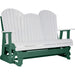 LuxCraft LuxCraft White 5 ft. Recycled Plastic Adirondack Outdoor Glider With Cup Holder White on Green Adirondack Glider 5APGWG-CH