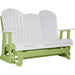 LuxCraft LuxCraft White 5 ft. Recycled Plastic Adirondack Outdoor Glider With Cup Holder White on Lime Green Adirondack Glider 5APGWLG-CH