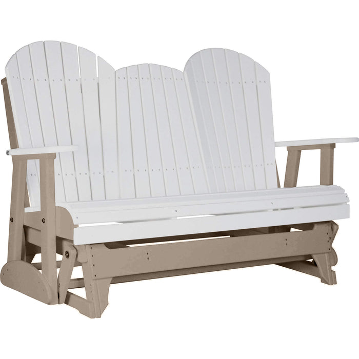 LuxCraft LuxCraft White 5 ft. Recycled Plastic Adirondack Outdoor Glider With Cup Holder White on Weatherwood Adirondack Glider 5APGWWW-CH