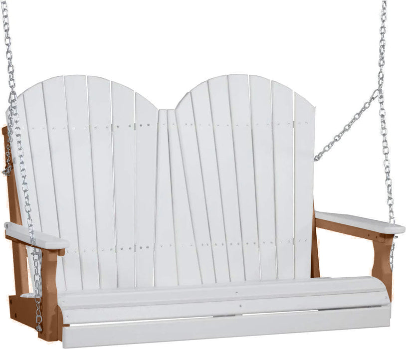 LuxCraft LuxCraft White Adirondack 4ft. Recycled Plastic Porch Swing White on Antique Mahogany / Adirondack Porch Swing Porch Swing 4APSWAM