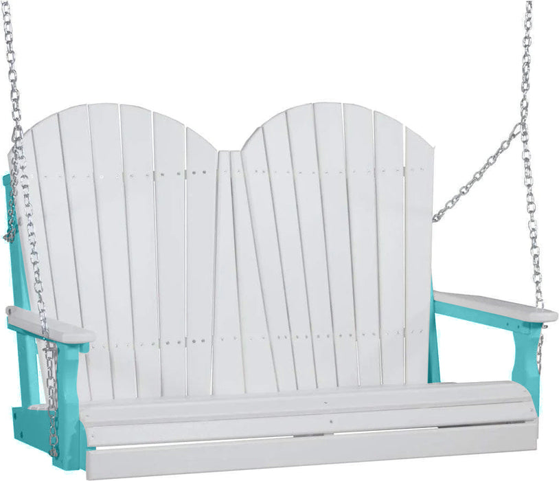 LuxCraft LuxCraft White Adirondack 4ft. Recycled Plastic Porch Swing White on Aruba Blue / Adirondack Porch Swing Porch Swing 4APSWAB