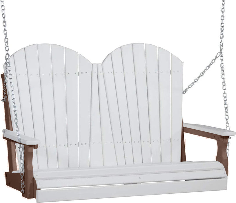 LuxCraft LuxCraft White Adirondack 4ft. Recycled Plastic Porch Swing White on Chestnut Brown / Adirondack Porch Swing Porch Swing 4APSWCB