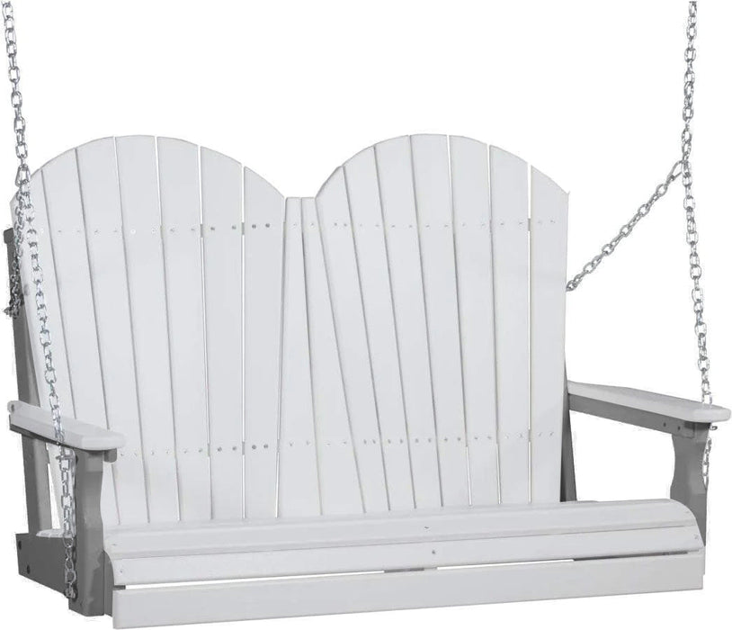 LuxCraft LuxCraft White Adirondack 4ft. Recycled Plastic Porch Swing White on Gray / Adirondack Porch Swing Porch Swing 4APSWGR