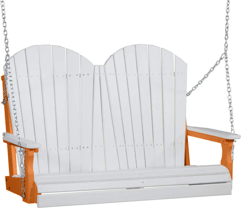 LuxCraft LuxCraft White Adirondack 4ft. Recycled Plastic Porch Swing White on Tangerine / Adirondack Porch Swing Porch Swing 4APSWT