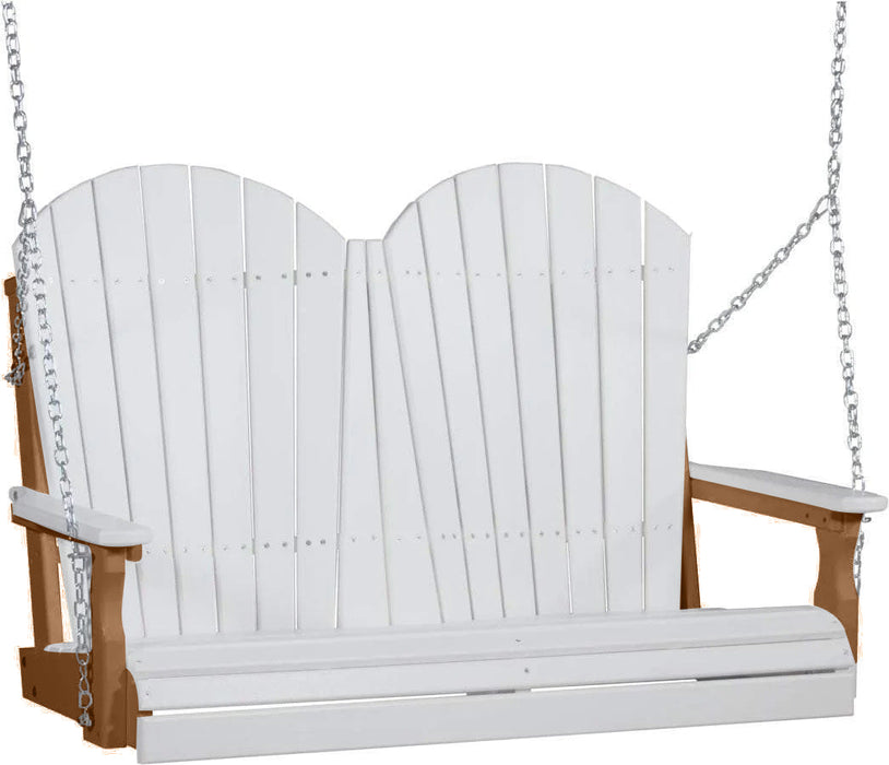 LuxCraft LuxCraft White Adirondack 4ft. Recycled Plastic Porch Swing With Cup Holder White on Cedar / Adirondack Porch Swing Porch Swing 4APSWC-CH
