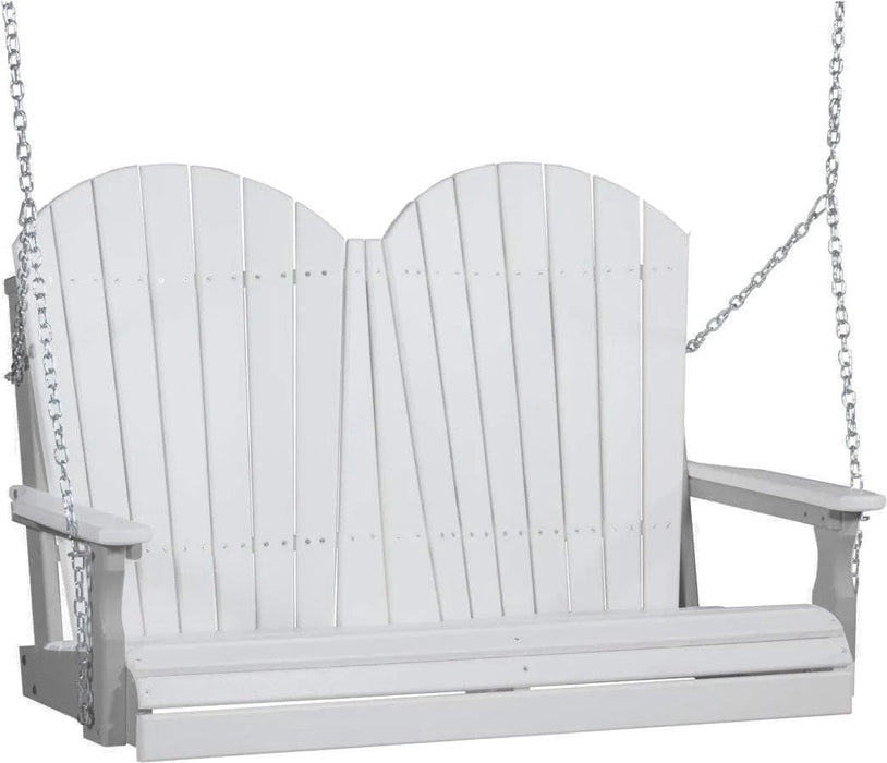 LuxCraft LuxCraft White Adirondack 4ft. Recycled Plastic Porch Swing With Cup Holder White on Dove Gray / Adirondack Porch Swing Porch Swing 4APSWDG-CH