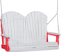 LuxCraft LuxCraft White Adirondack 4ft. Recycled Plastic Porch Swing With Cup Holder White on Red / Adirondack Porch Swing Porch Swing 4APSWR-CH