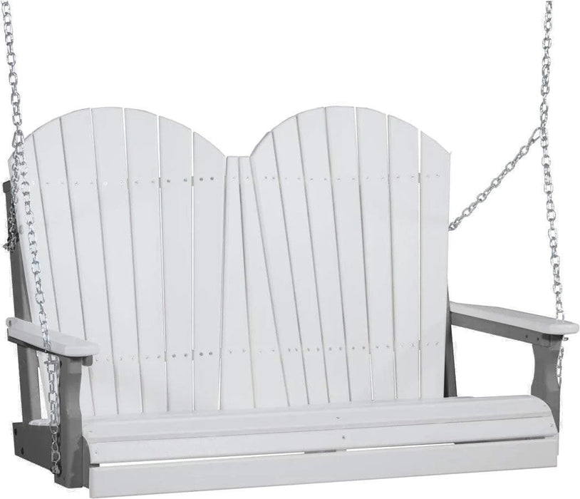 LuxCraft LuxCraft White Adirondack 4ft. Recycled Plastic Porch Swing With Cup Holder White on Slate / Adirondack Porch Swing Porch Swing 4APSWS-CH