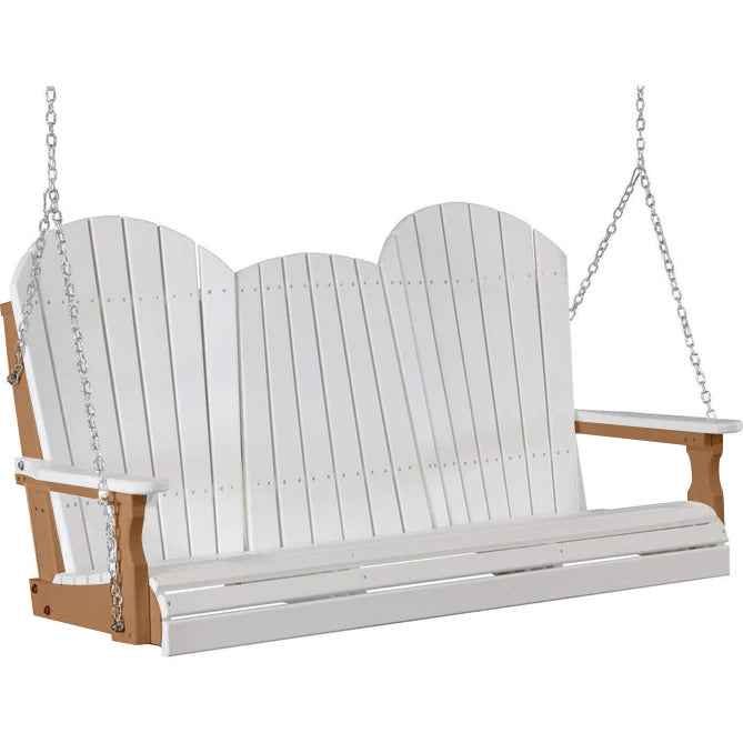 LuxCraft LuxCraft White Adirondack 5ft. Recycled Plastic Porch Swing White on Antique Mahogany / Adirondack Porch Swing Porch Swing 5APSWAM