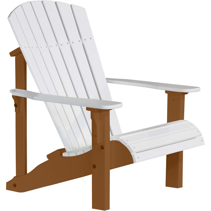 LuxCraft LuxCraft White Deluxe Recycled Plastic Adirondack Chair White on Cedar Adirondack Deck Chair PDACWC