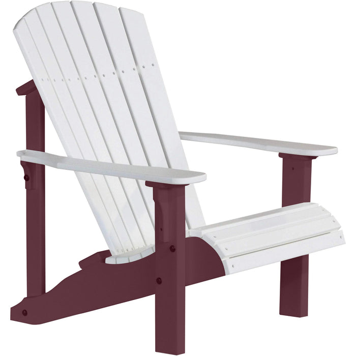 LuxCraft LuxCraft White Deluxe Recycled Plastic Adirondack Chair White on Cherrywood Adirondack Deck Chair PDACWCW