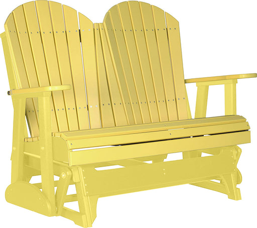 LuxCraft LuxCraft Yellow 4 ft. Recycled Plastic Adirondack Outdoor Glider With Cup Holder Yellow Adirondack Glider 4APGY-CH