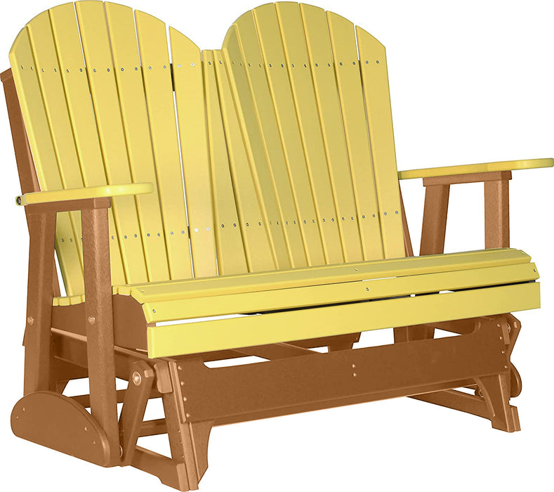LuxCraft LuxCraft Yellow 4 ft. Recycled Plastic Adirondack Outdoor Glider With Cup Holder Yellow on Cedar Adirondack Glider 4APGYC-CH