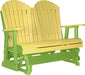 LuxCraft LuxCraft Yellow 4 ft. Recycled Plastic Adirondack Outdoor Glider With Cup Holder Yellow on Lime Green Adirondack Glider 4APGYLG-CH
